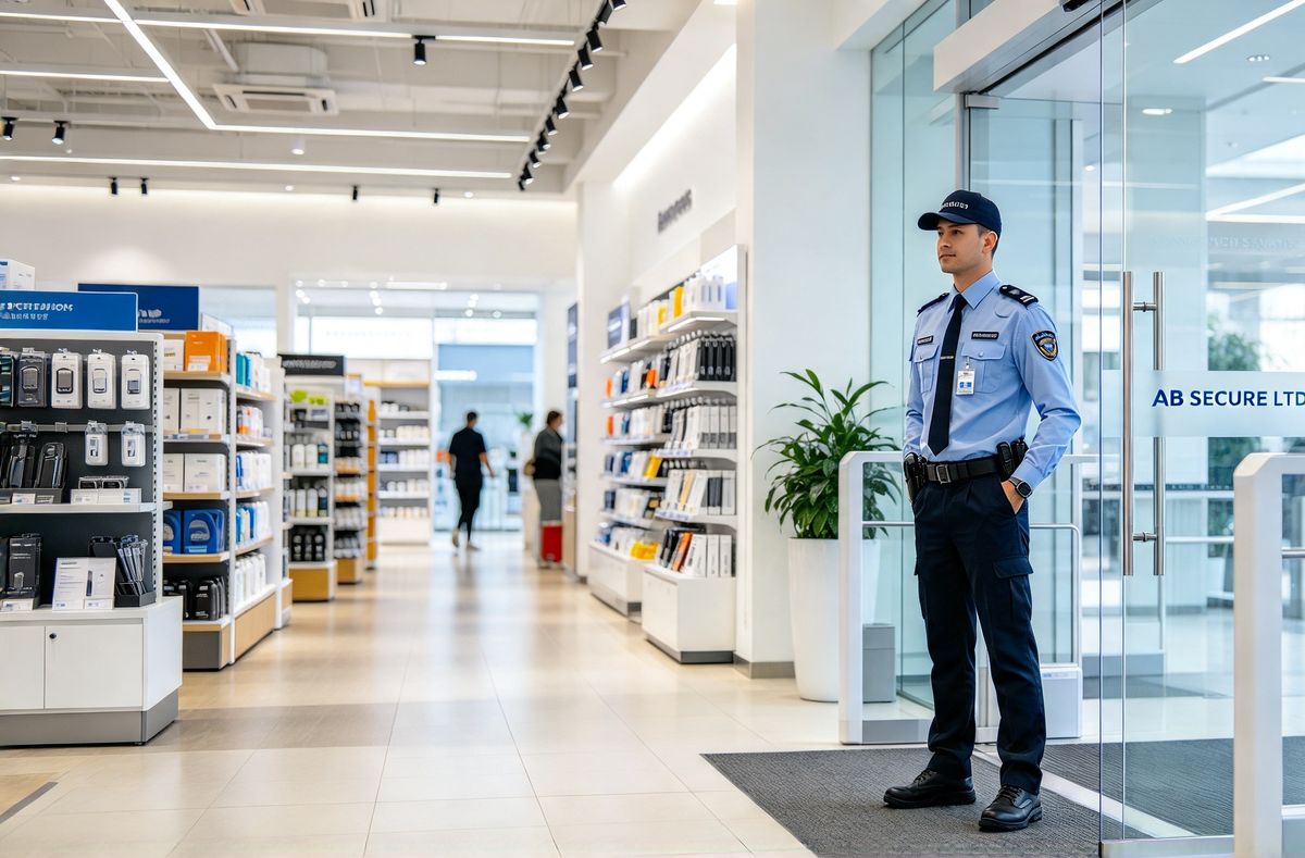 AB Secure officer at the entrance of a retail store